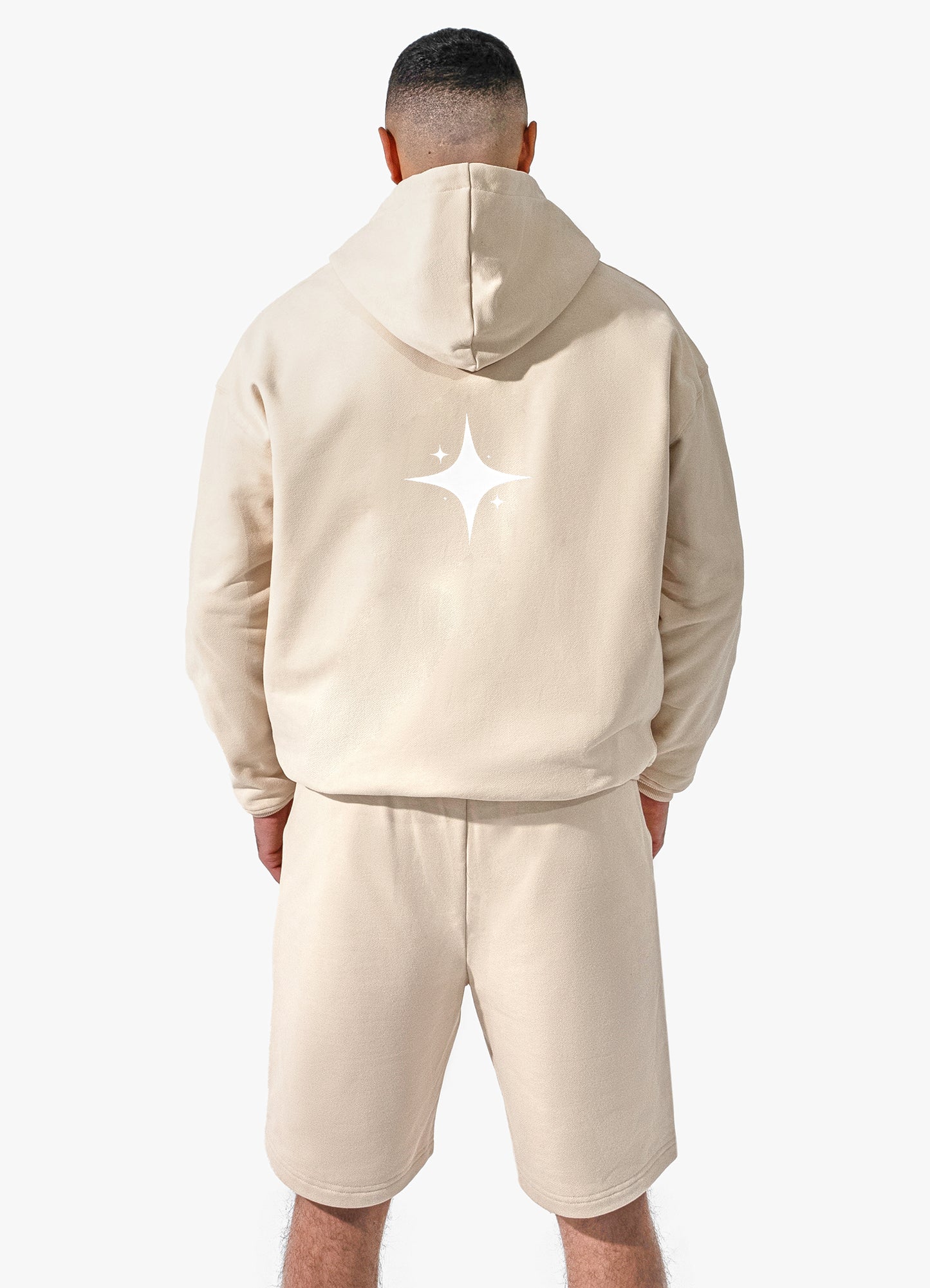 ZIP UP DROP SHOULDER HOODIE | BEIGE