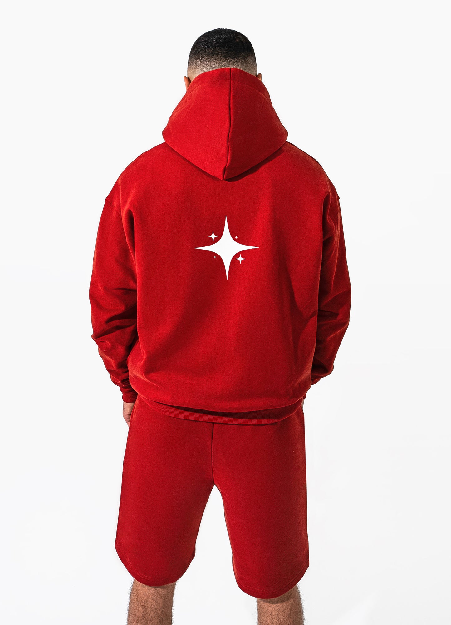 ZIP UP DROP SHOULDER HOODIE | RED